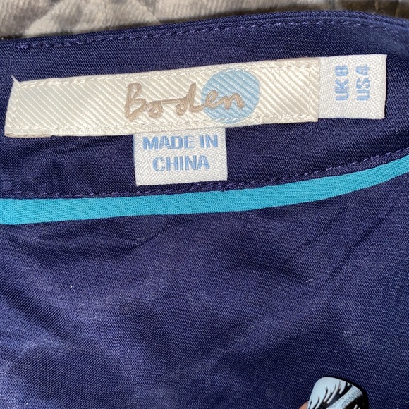 Boden Navy Blue White Eyelet Overlay Short Sleeve Cotton Shift Dress - Picture 12 of 14